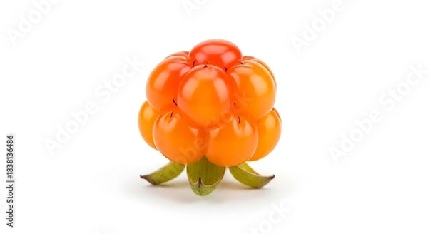 Obraz Single Ripe Cloudberry on White Background