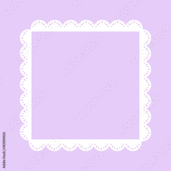 Fototapeta Simple white lace frame, square tag, label