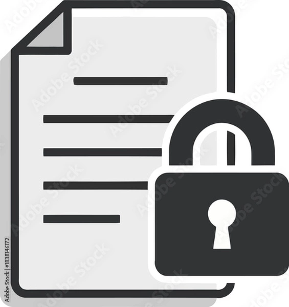 Obraz Vector icon of secure document icon with padlock