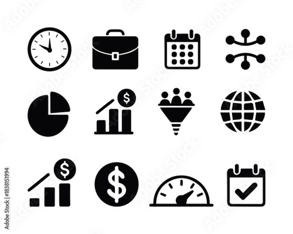 Obraz Finance and analytics icons set . Vector illustration.