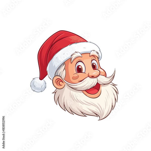 Fototapeta Image of a smiling Santa Claus head wearing a red Christmas hat