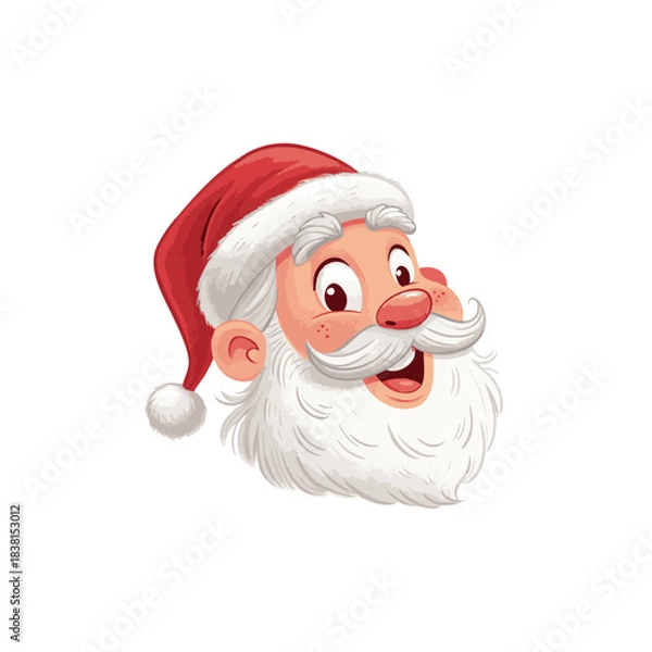 Fototapeta Image of a smiling Santa Claus head wearing a red Christmas hat