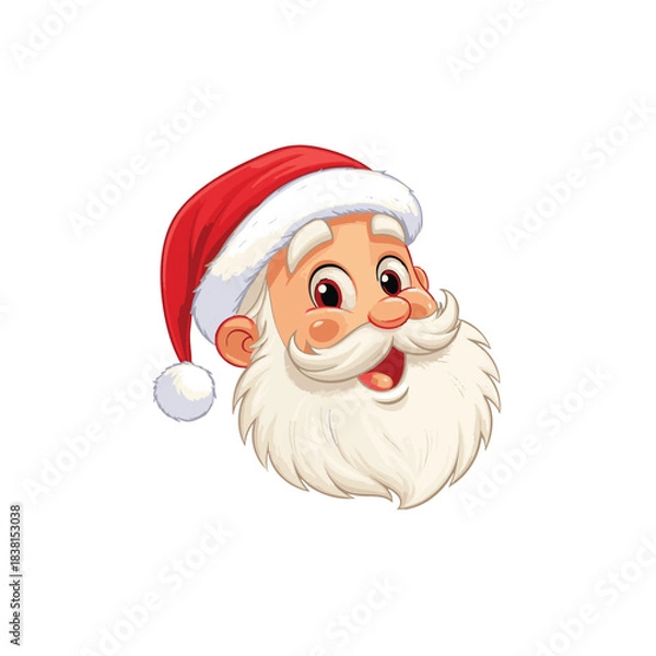 Fototapeta Image of a smiling Santa Claus head wearing a red Christmas hat