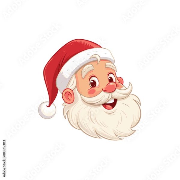 Fototapeta Image of a smiling Santa Claus head wearing a red Christmas hat