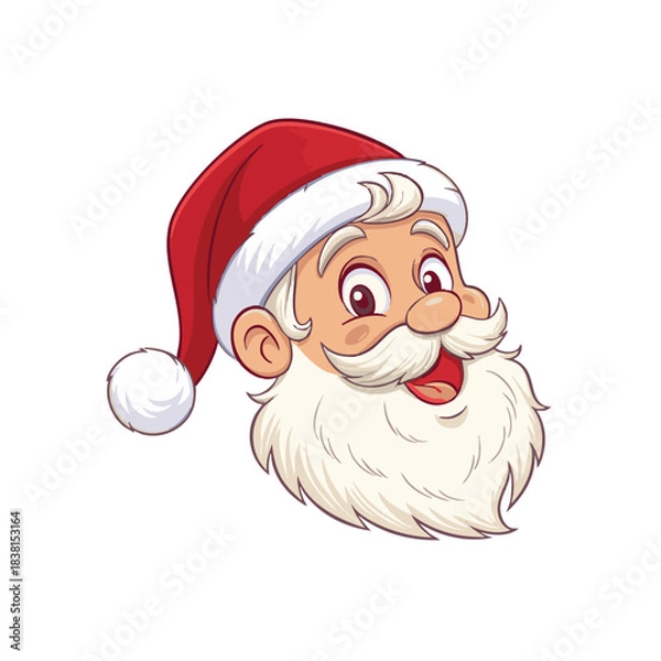 Fototapeta Image of a smiling Santa Claus head wearing a red Christmas hat