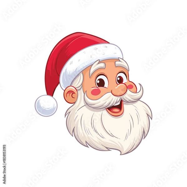 Fototapeta Image of a smiling Santa Claus head wearing a red Christmas hat