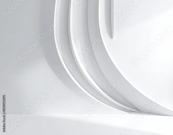 Fototapeta Minimalist white curves and wall with light