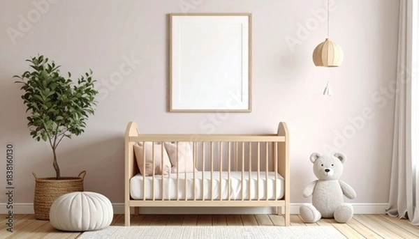 Obraz Baby nursery room interior design with crib and decor.