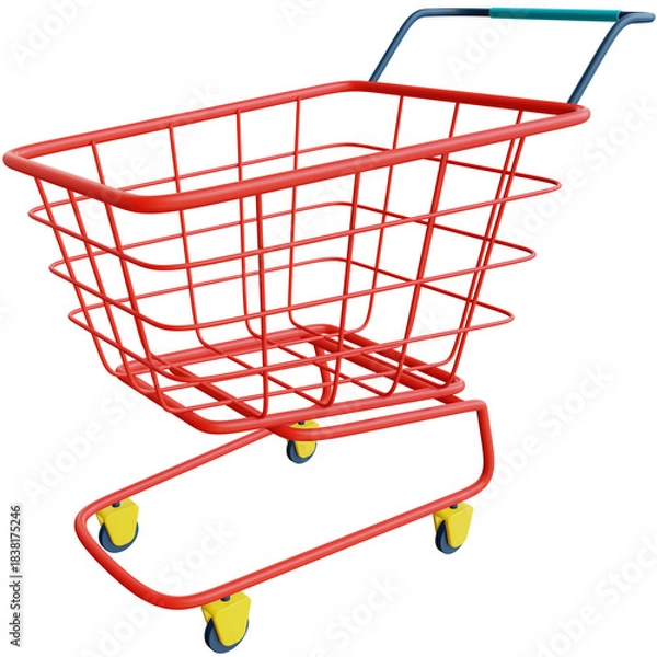 Obraz 3d red shopping trolley