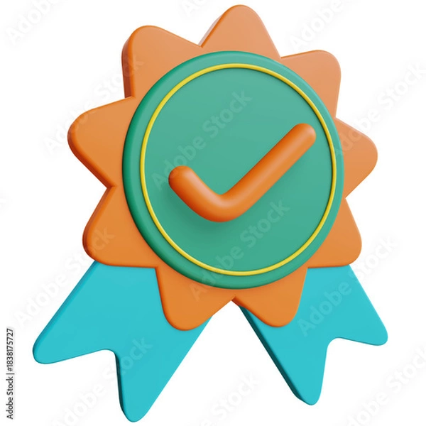 Obraz verification badge 3d illustration