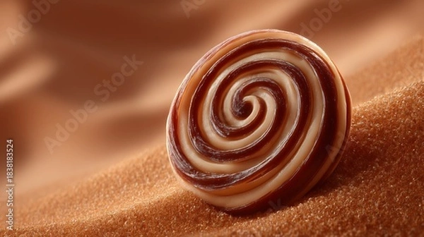 Obraz Swirl Chocolate Candy on Sandy Background.