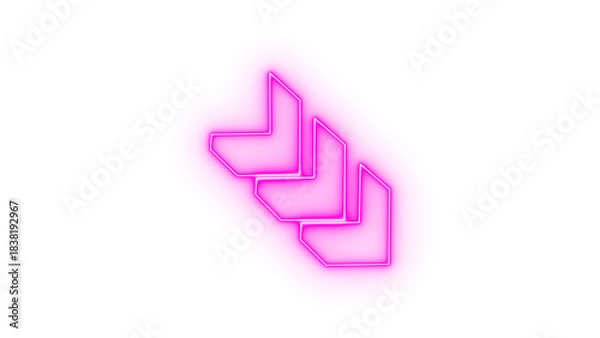 Fototapeta abstract geometric neon pink arrows forming a forward motion sequence isolated on transparent background, dynamic movement concept, modern design element