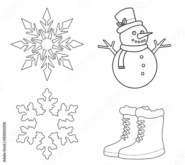 Fototapeta Stylized winter snowflake emblem with intricate geometric patterns isolated on white background