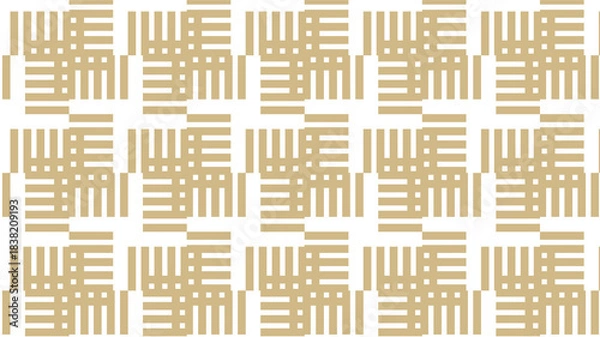 Fototapeta Beige Woven Square Pattern on White Background geometric squares