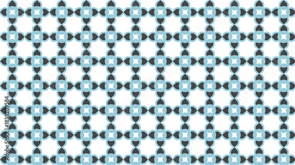 Fototapeta Geometric Pattern With Blue and Gray Shapes on White Background abstract