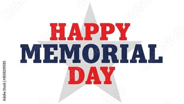 Obraz Happy memorial day patriotic text graphic with star, american colors, remembrance