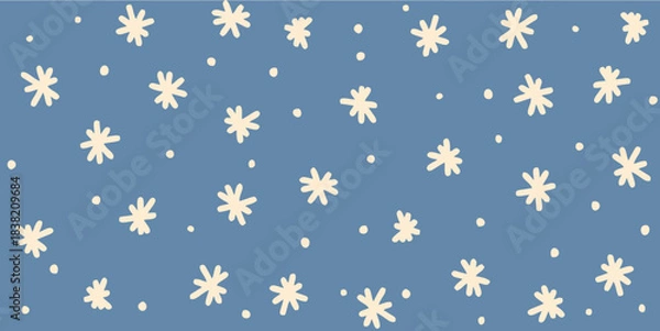 Obraz Whimsical Winter Snowflakes on Blue