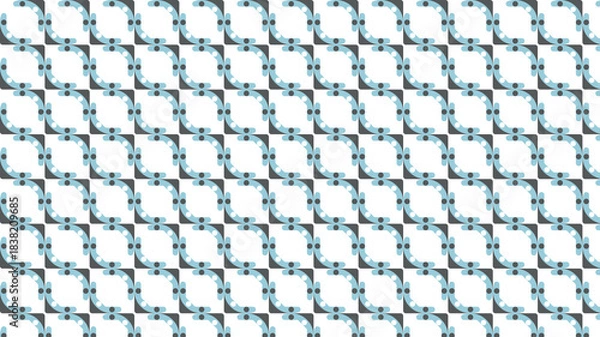 Fototapeta Grid Pattern of Blue and Gray Rounded Squares on White geometric abstract