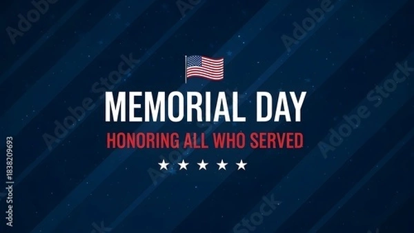 Obraz Memorial day graphic: honoring all who served with american flag and stars