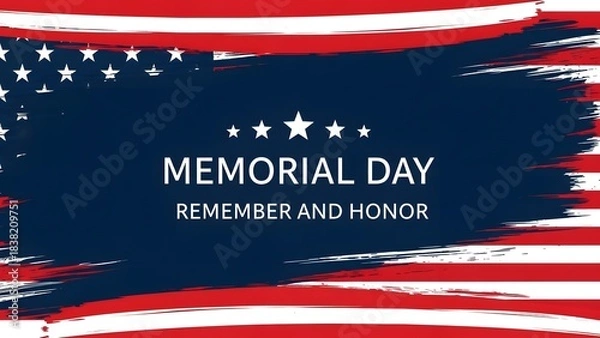 Obraz Memorial day remember and honor banner with distressed american flag graphic