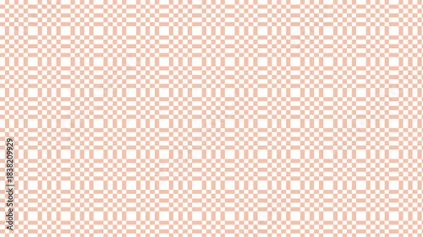 Fototapeta Peach Gingham Checkered Pattern on White Background geometric