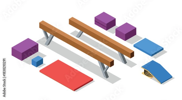 Obraz Isometric gym equipment for kids' obstacle course training