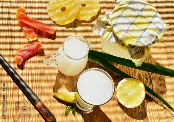 Obraz Food and Health - Water Kefir and Kombucha - Healthy Nutrition