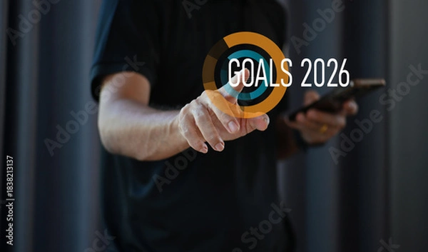 Obraz Goals 2026 with Businessman — Business Target and Technology Success Concept