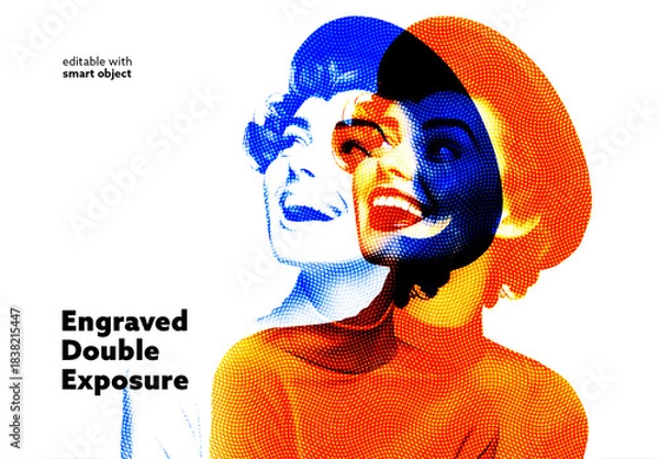 Fototapeta Engraved Double Exposure Effect