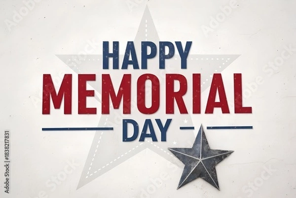 Obraz Happy memorial day banner with patriotic stars and distressed text design
