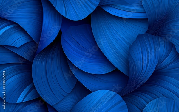 Fototapeta Blue abstract 3d flowing shapes background design pattern texture