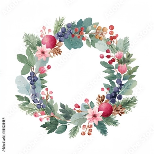 Fototapeta Wreath with a red and green design