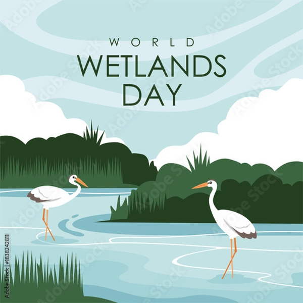 Fototapeta vector world wetlands day poster template