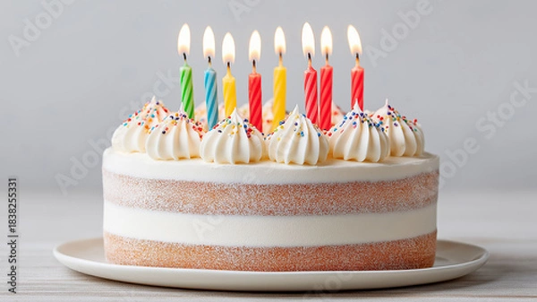 Fototapeta Birthday cake with candles