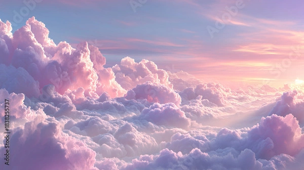 Fototapeta Pink clouds with a sunset