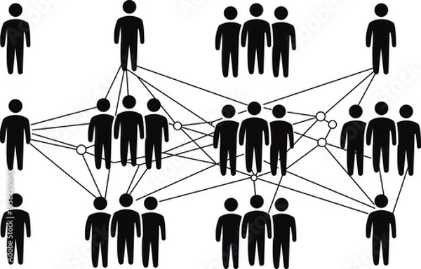 Obraz People Network Connection Icon Showing Team Communication and Social Links