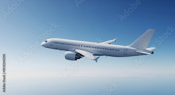 Obraz Aircraft soaring effortlessly in a vibrant blue sky with light cloud cover.