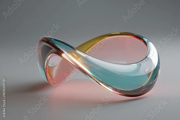 Obraz translucent glass mobius strip with gradient colors and highlights