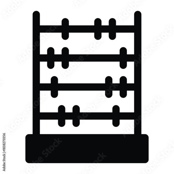 Fototapeta Solid abacus icon for beads count, math tool, and classic calculate.