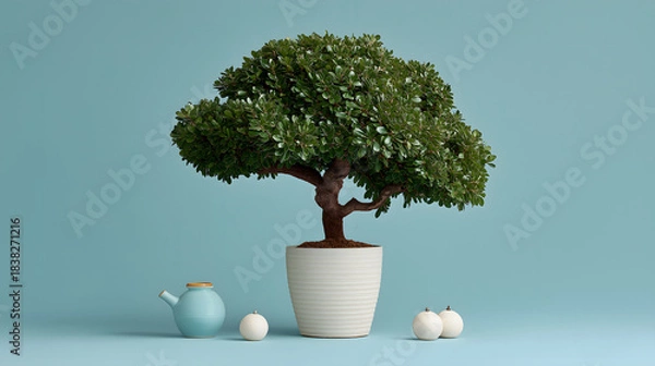 Obraz Elegant composition of bonsai displays sense of tranquility and beauty, inspiring feeling of peacefulness and calm