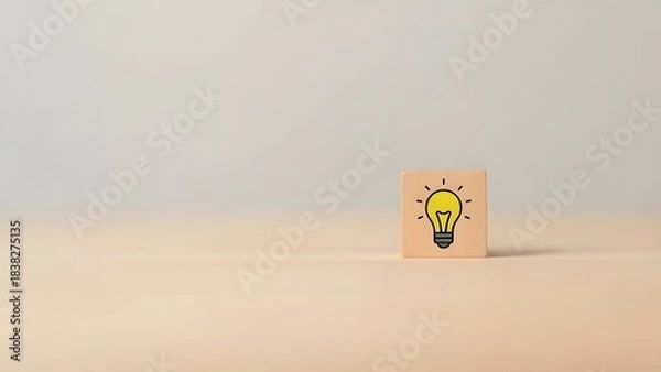 Fototapeta Light Bulb Concept on Minimalist Table, Business Environment, Illustration