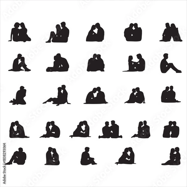 Fototapeta Couple Sitting Svg Bundle