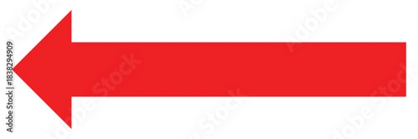 Obraz Long Horizontal Direction Arrows Icon. Red large forward or left pointing solid long arrow. 