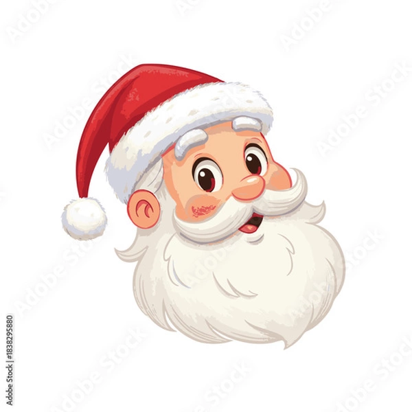 Fototapeta Image of a smiling Santa Claus head wearing a red Christmas hat