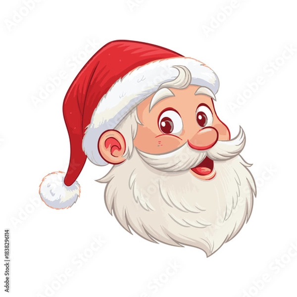 Fototapeta Image of a smiling Santa Claus head wearing a red Christmas hat