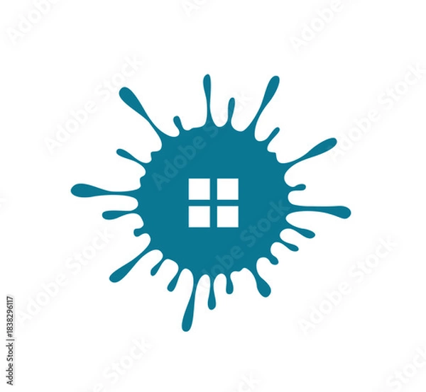 Obraz Teal Paint Splatter Home Window logo