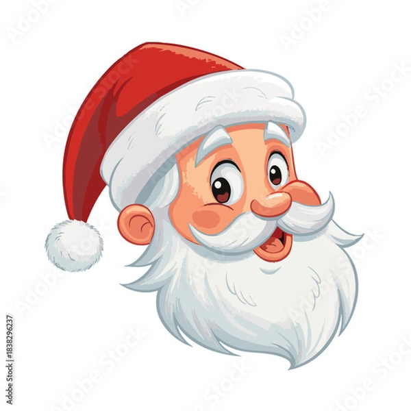 Fototapeta Image of a smiling Santa Claus head wearing a red Christmas hat