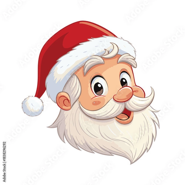 Fototapeta Image of a smiling Santa Claus head wearing a red Christmas hat