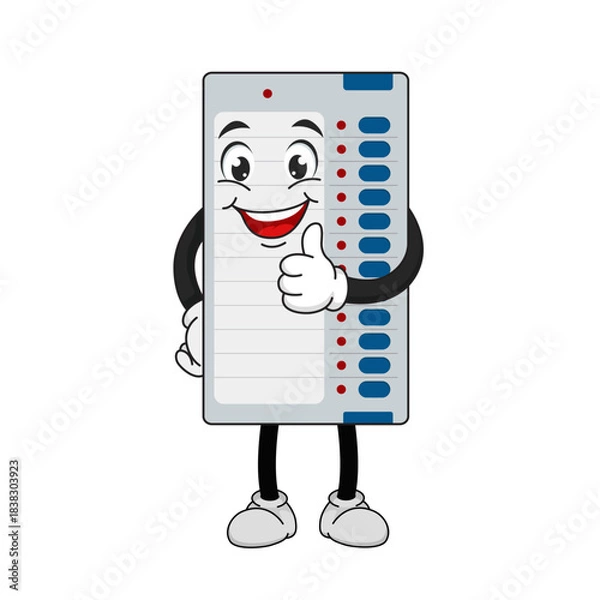 Obraz Indian Electronic Voting Machine (EVM) Cartoon Mascot Giving Thumbs Up Vector Illustration