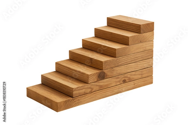 Obraz Wooden staircase isolated on transparent background